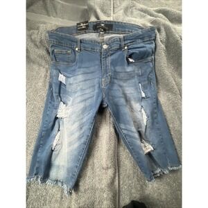 Men JORDAN CRAIG Denim W Shreds Shorts Size 34